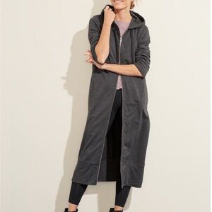 Garnet Hill Extra Long Zip Hoodie Duster Sweatshirt Cotton Blend XS